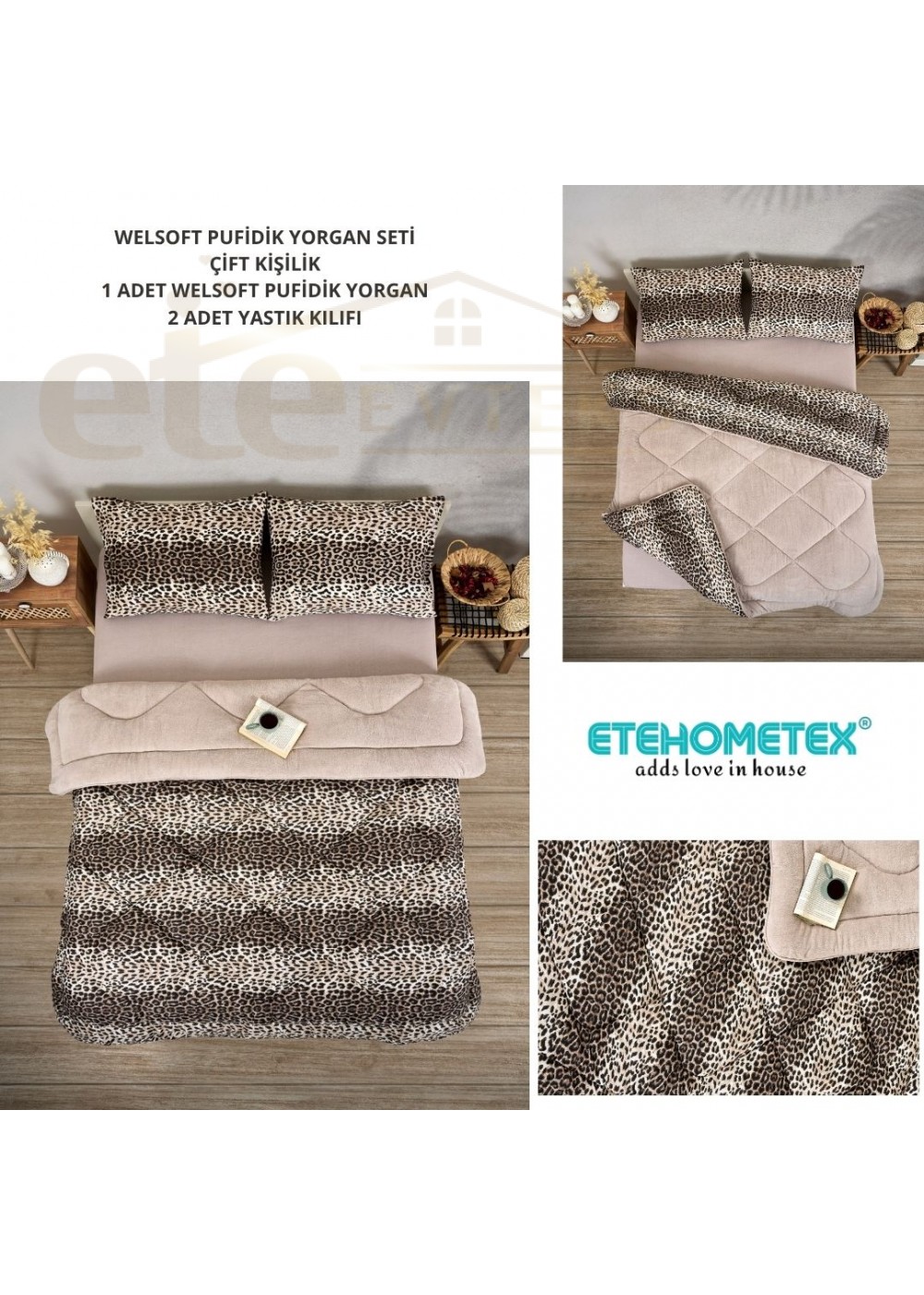 ETE HOMETEX ÇİFT KİŞİLİK LÜX WELSOFT YORGAN 195X215CM LEOPAR BEJ 8696474231945 ETE HOMETEX ÇİFT KİŞİLİK LÜX WELSOFT YORGAN 195X215CM LEOPAR BEJ 8696474231945
